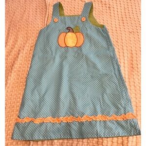 Shrimp & Grits Kids‎ Pumpkin Patch Christmas Santa Applique Pinafore Reversible